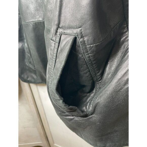 Vintage Calvin Klein Men's Leather Jacket Black Size XL - Picture 7 of 12